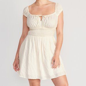 Waist-Defined Floral-Eyelet Mini Dress from Old Navy (NWT)